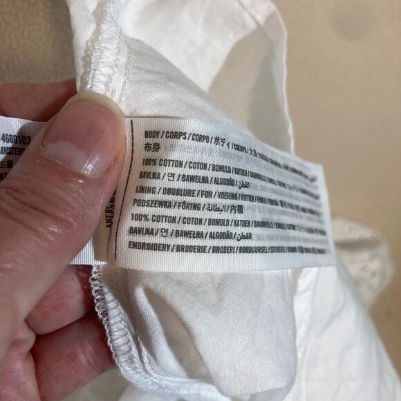 Abercrombie & Fitch Maxi Dress Large Tall White Eyelet Babydoll Tiered Ruffle - Picture 12 of 13